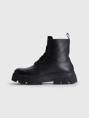 BLACK Leather Chunky Boots for men CALVIN KLEIN JEANS