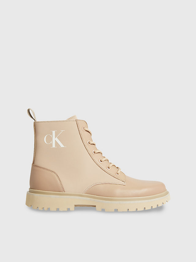 Candied Ginger Leather Lug Sole Boots undefined men Calvin Klein