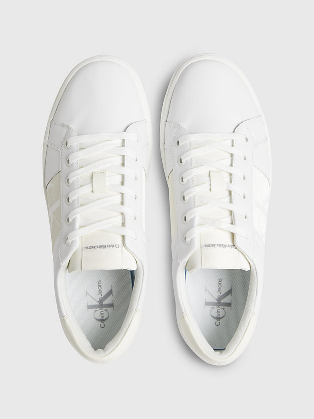 WHITE/IVORY Recycled Leather Trainers for men CALVIN KLEIN JEANS