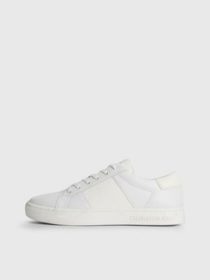 WHITE/IVORY Recycled Leather Trainers for men CALVIN KLEIN JEANS