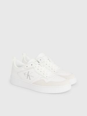 triple bright white leather trainers for men calvin klein jeans