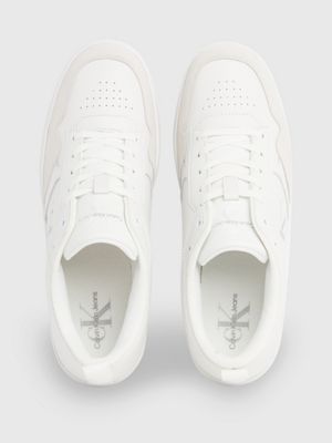 triple bright white leather trainers for men calvin klein jeans