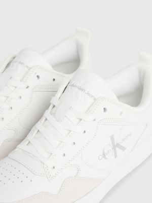 triple bright white leather trainers for men calvin klein jeans