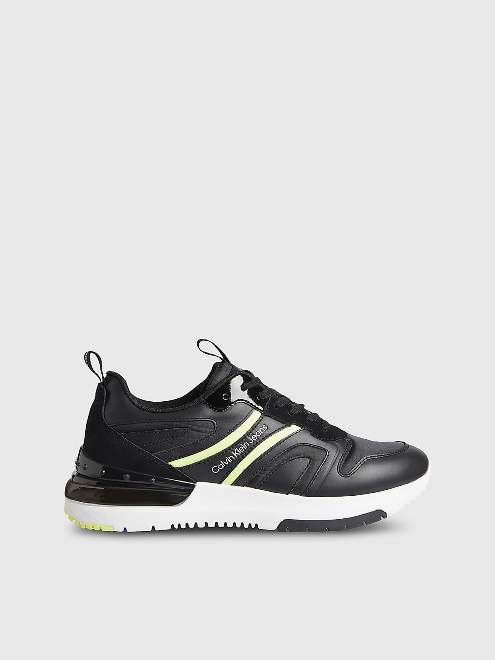 BLACK/SAFETY YELLOW Leather Trainers undefined men Calvin Klein