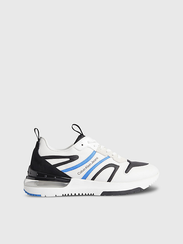 White/black/electric Blue Leather Trainers undefined men Calvin Klein
