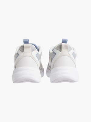 WHITE/ICELAND BLUE Leather and Recycled Mesh Trainers for men CALVIN KLEIN JEANS