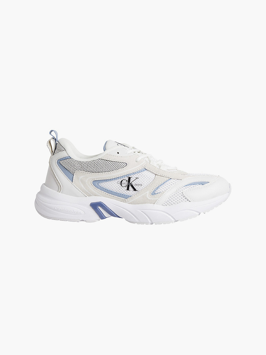 WHITE/ICELAND BLUE Leather And Recycled Mesh Trainers undefined men Calvin Klein