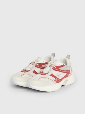 creamy white/eggshell/garnet leather trainers for men calvin klein jeans