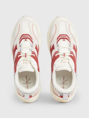 creamy white/eggshell/garnet leather trainers for men calvin klein jeans