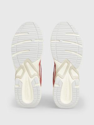 creamy white/eggshell/garnet leather trainers for men calvin klein jeans