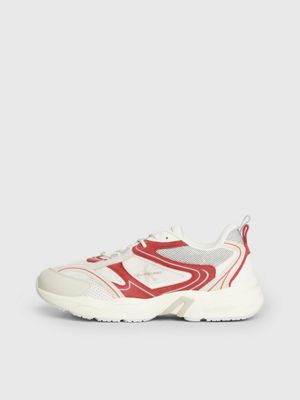 creamy white/eggshell/garnet leather trainers for men calvin klein jeans