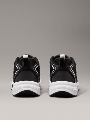 Mens black and 2024 white leather trainers