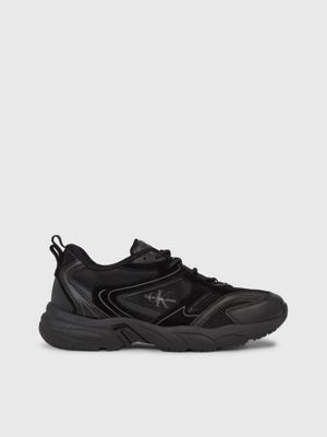 Triple black leather store trainers