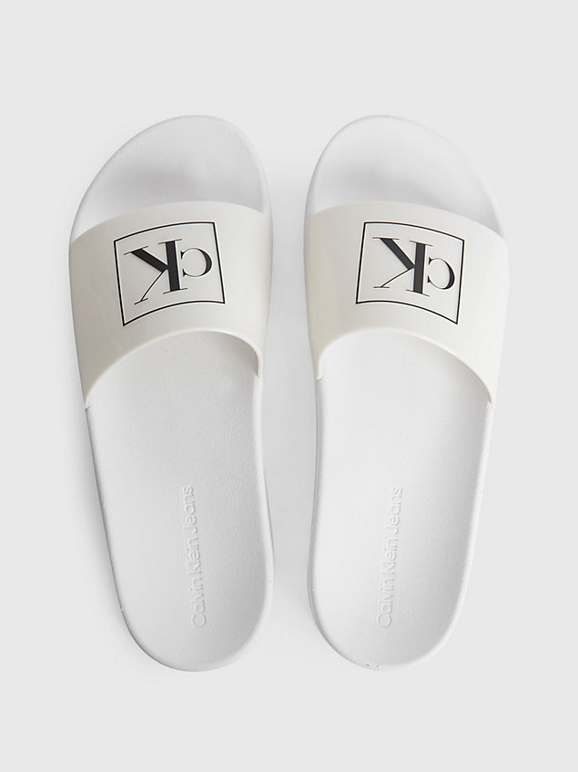 white logo-slippers für herren - calvin klein jeans