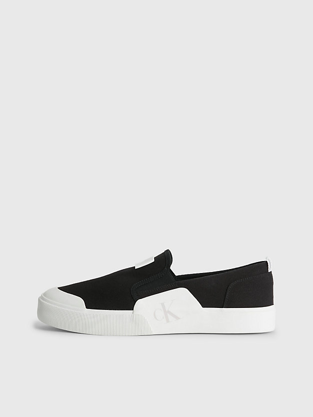 BLACK/WHITE Recycled Canvas Slip-On Shoes for men CALVIN KLEIN JEANS