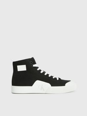BLACK/WHITE Recycled Canvas High-Top Trainers undefined men Calvin Klein