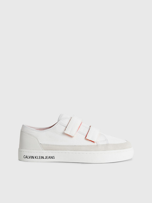 white/creamy white recycled velcro trainers for men calvin klein jeans