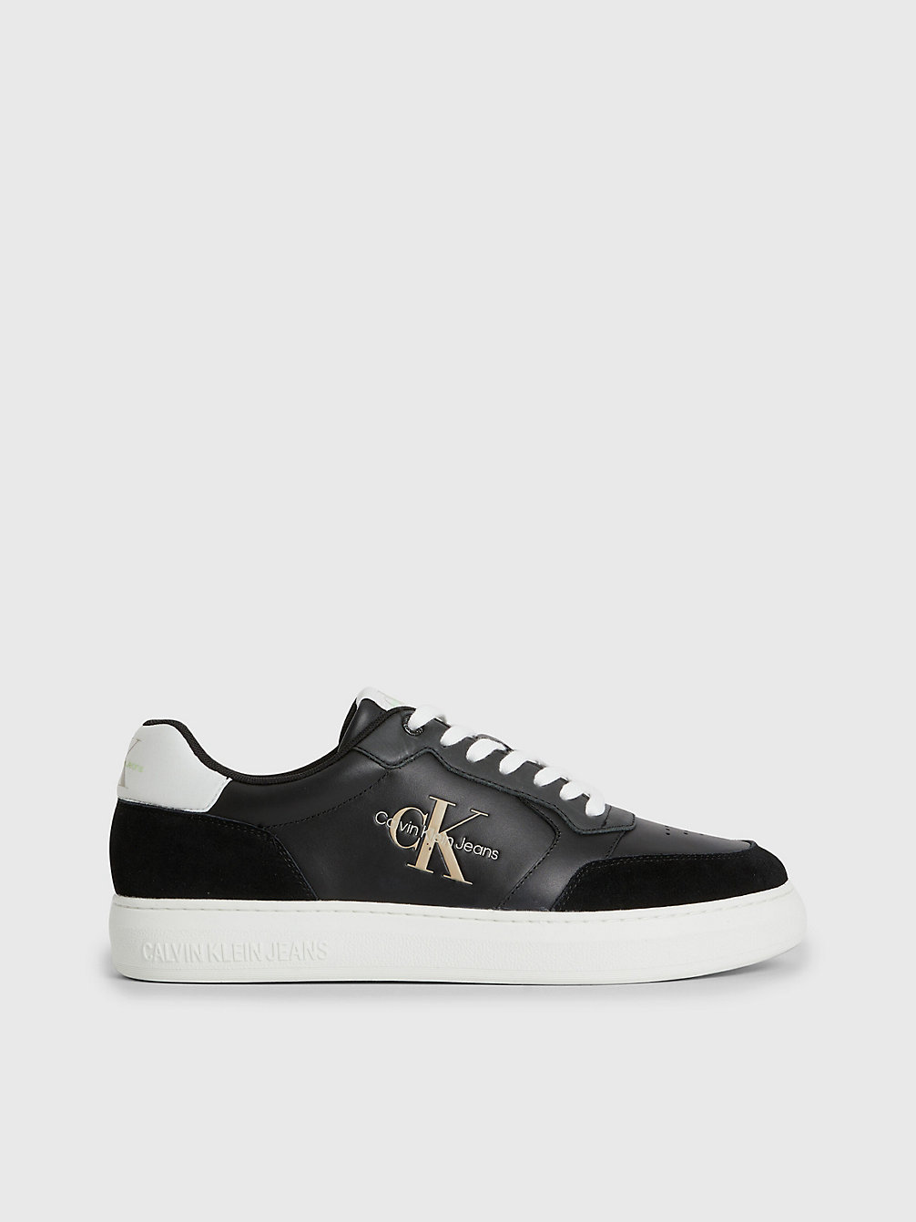 BLACK/ ANCIENT WHITE Leather Trainers undefined men Calvin Klein