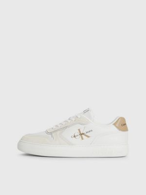 WHITE/ANCIENT WHITE Zapatillas de ante de hombre CALVIN KLEIN JEANS