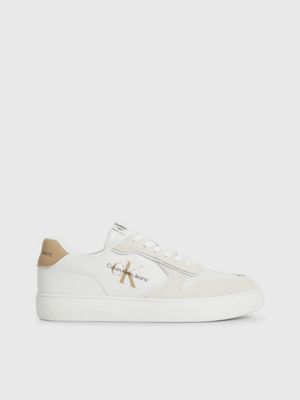 WHITE/ANCIENT WHITE Suede Trainers undefined men Calvin Klein