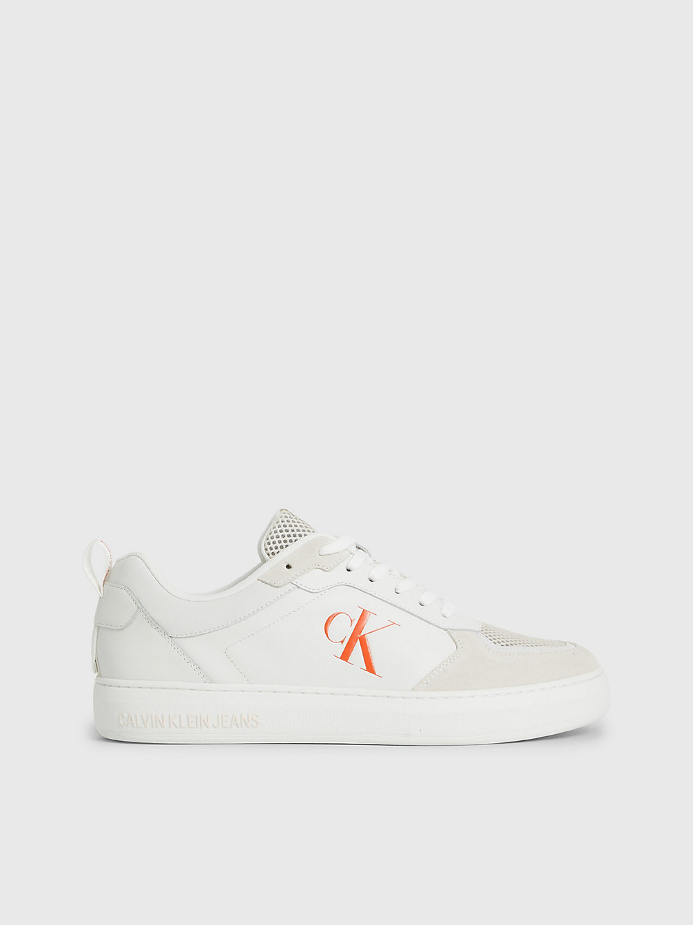 WHITE Leather Trainers undefined men Calvin Klein