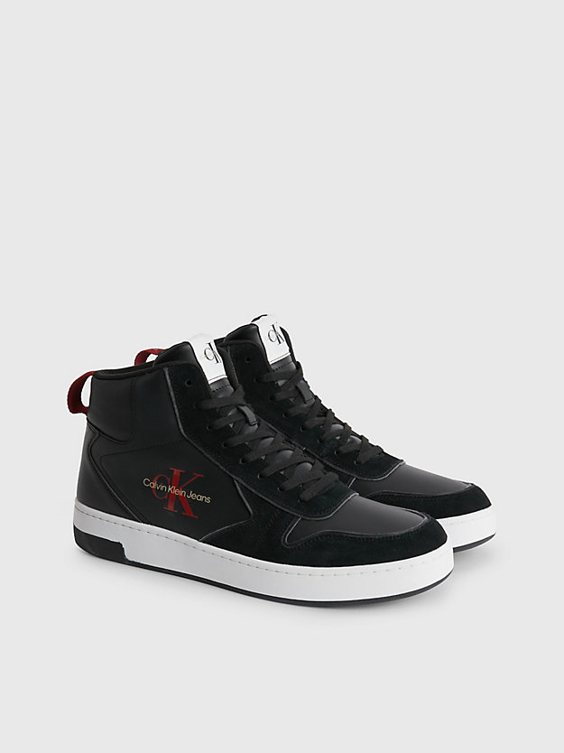 BLACK Leather High-Top Trainers for men CALVIN KLEIN JEANS