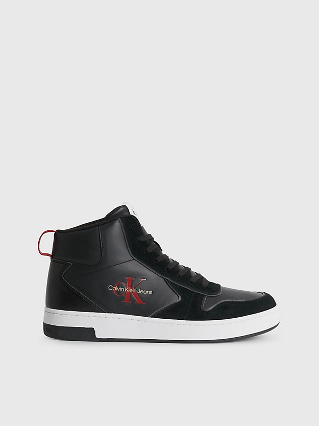 BLACK Leather High-Top Trainers for men CALVIN KLEIN JEANS