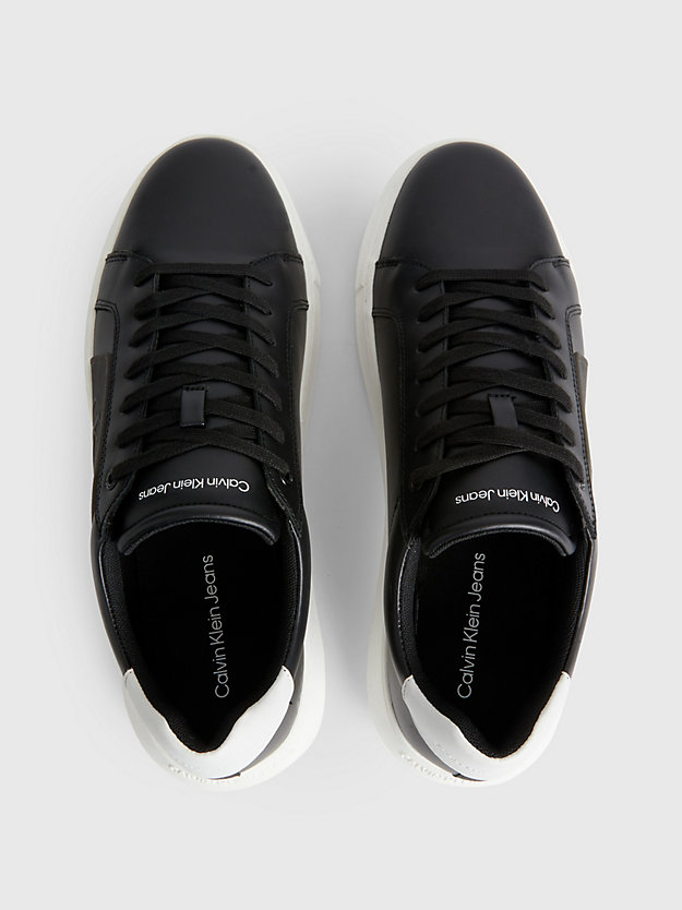 BLACK/BRIGHT WHITE Leather Trainers for men CALVIN KLEIN JEANS