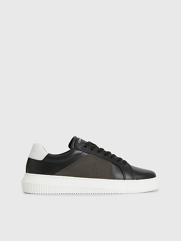 BLACK/BRIGHT WHITE Leather Trainers for men CALVIN KLEIN JEANS