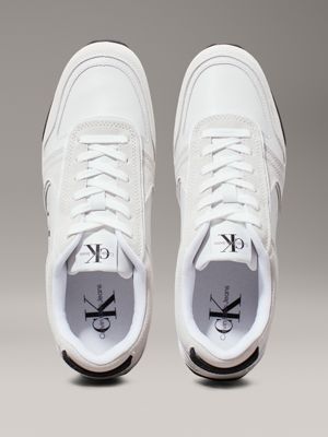 bright white/black suede trainers for men calvin klein jeans