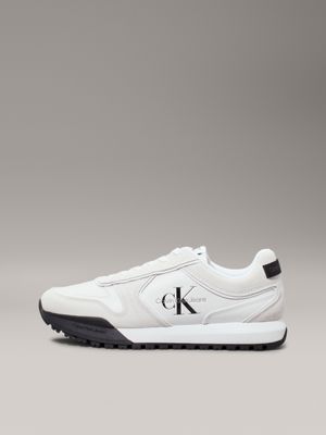 bright white/black suede trainers for men calvin klein jeans