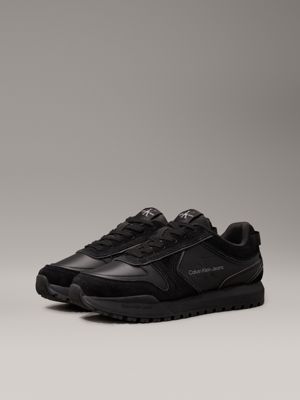 triple black suede trainers for men calvin klein jeans