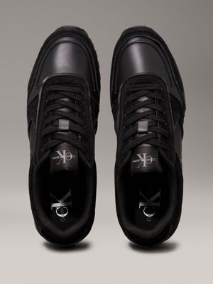 triple black suede trainers for men calvin klein jeans