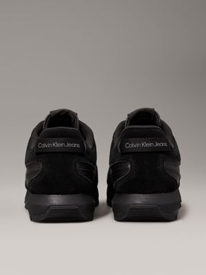 triple black suede trainers for men calvin klein jeans