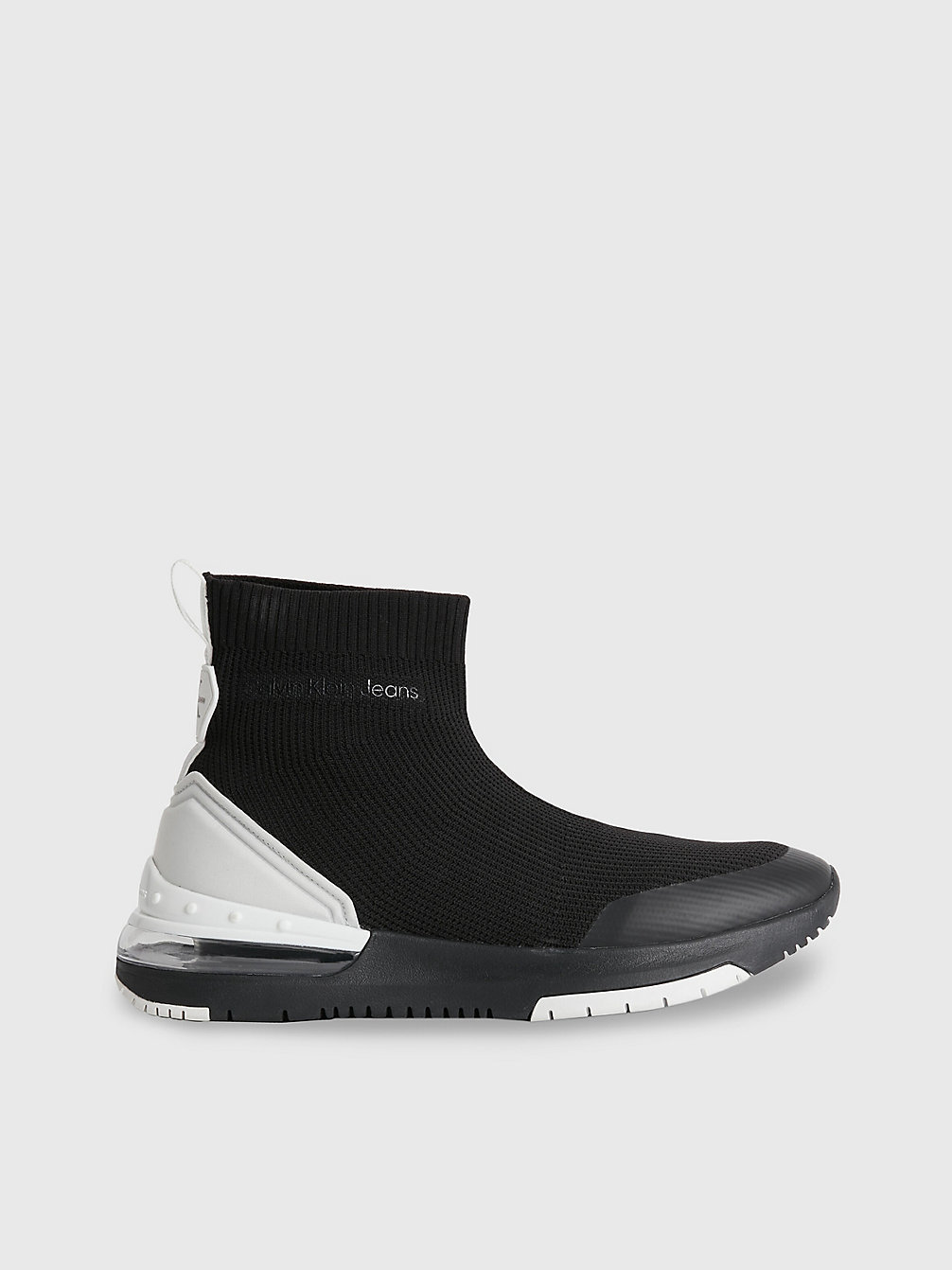 BLACK/ WHITE Recycled High-Top Sock Trainers undefined men Calvin Klein
