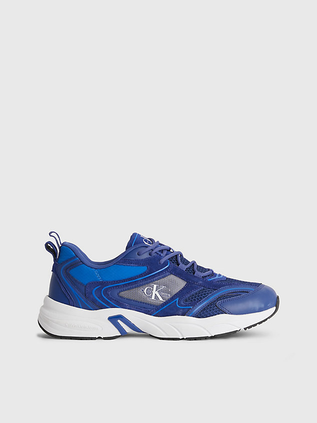 blue suede and mesh trainers for men calvin klein jeans