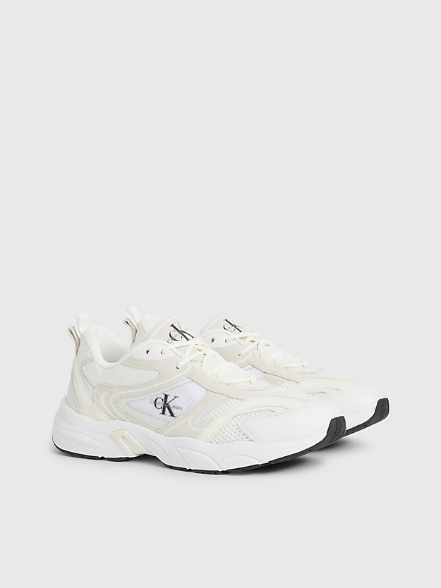 WHITE/CREAMY WHITE Suede and Mesh Trainers for men CALVIN KLEIN JEANS