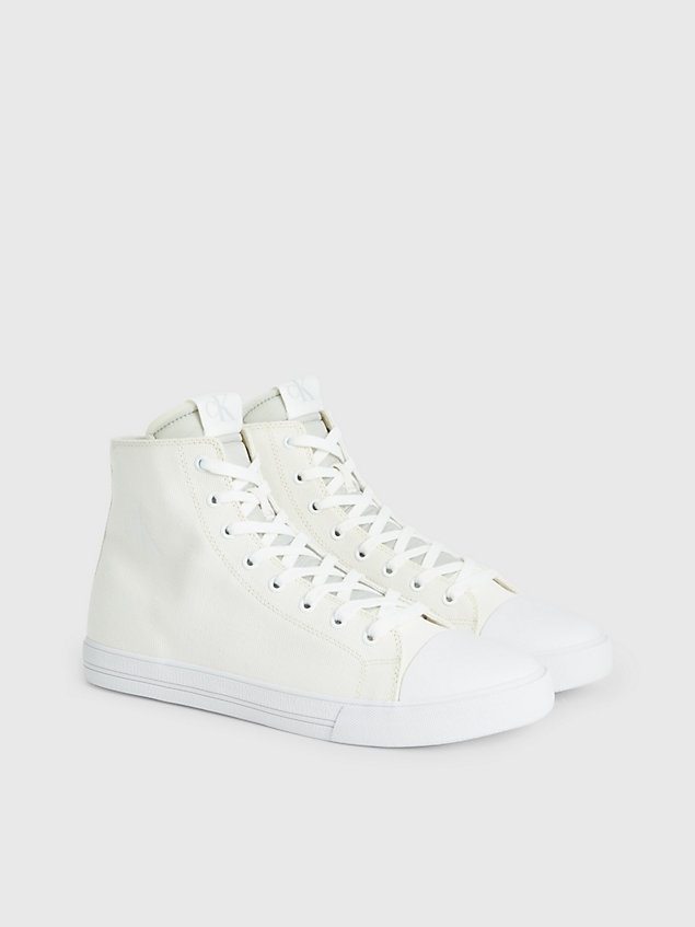 white buty sportowe za kostkę z przetworzonego materiału płóciennego dla mężczyźni - calvin klein jeans