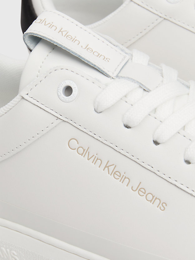 zapatillas de piel white/creamy white/black de hombres calvin klein jeans