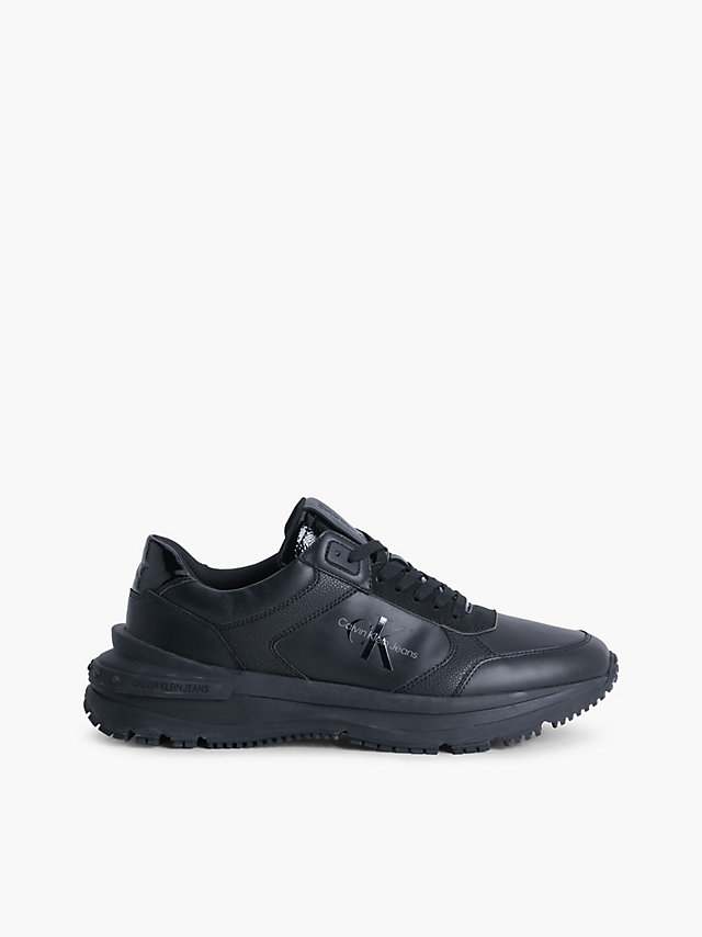 Full Black Leather Chunky Trainers undefined men Calvin Klein