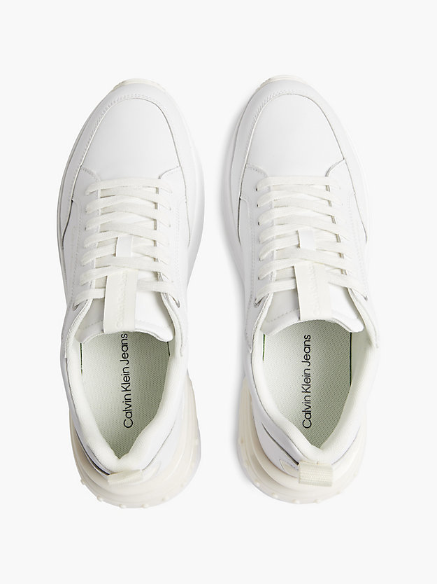 WHITE/IVORY Recycled Leather Chunky Trainers for men CALVIN KLEIN JEANS