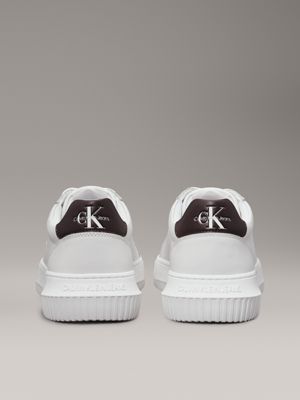 bright white/bitter chocolate leather trainers for men calvin klein jeans