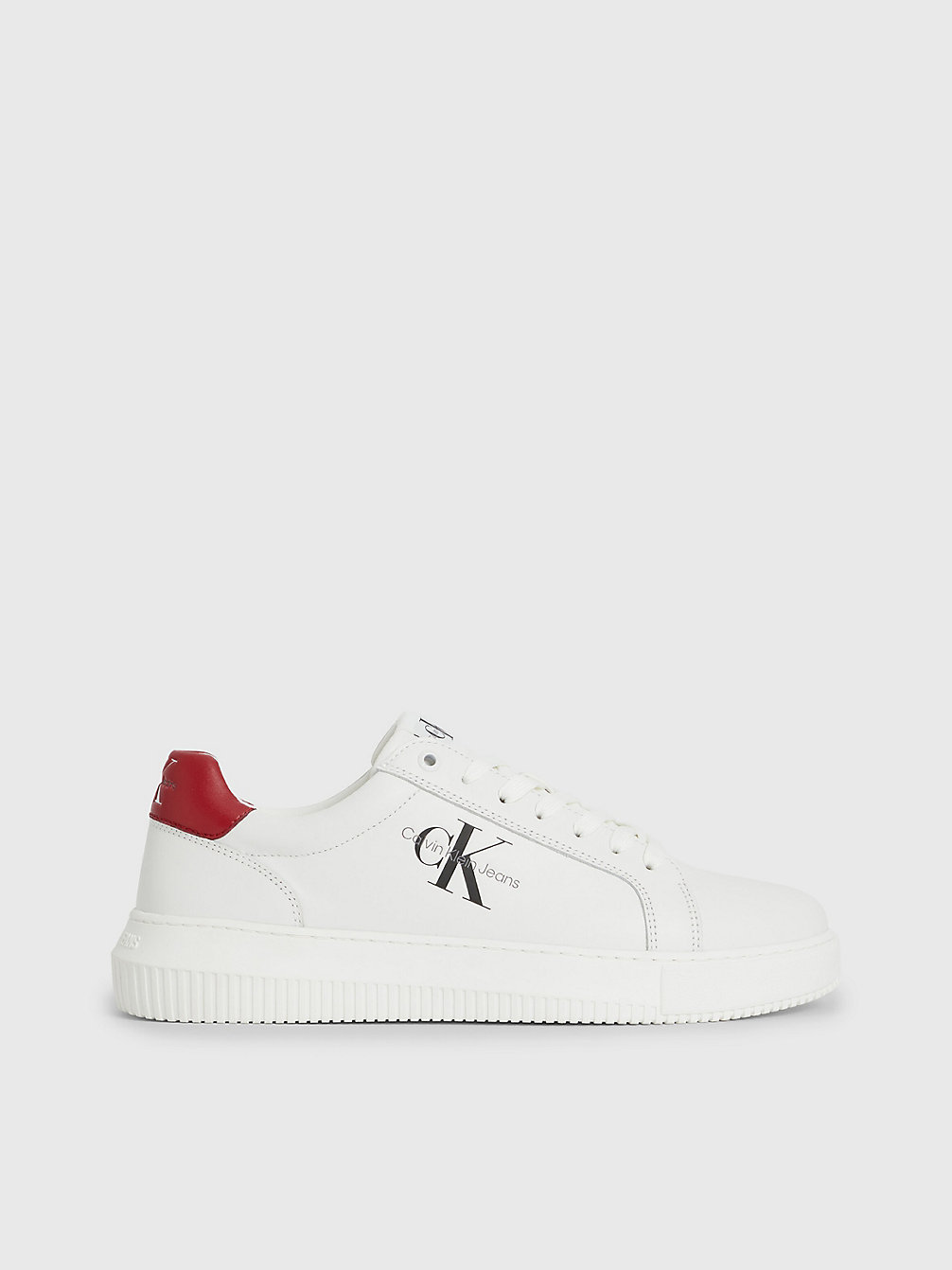 WHITE/MERLOT Leather Chunky Trainers undefined men Calvin Klein