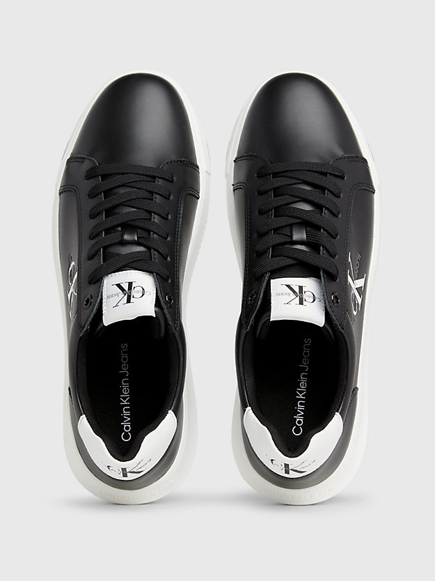BLACK / WHITE Leather Chunky Trainers for men CALVIN KLEIN JEANS