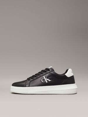 black/bright white leather trainers for men calvin klein jeans