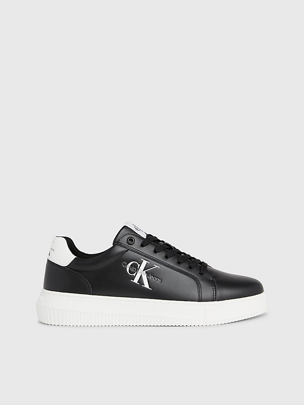 BLACK / WHITE Leather Chunky Trainers for men CALVIN KLEIN JEANS