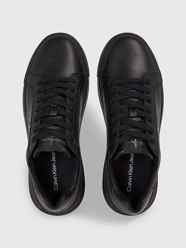black skórzane tenisówki dla mężczyźni - calvin klein jeans