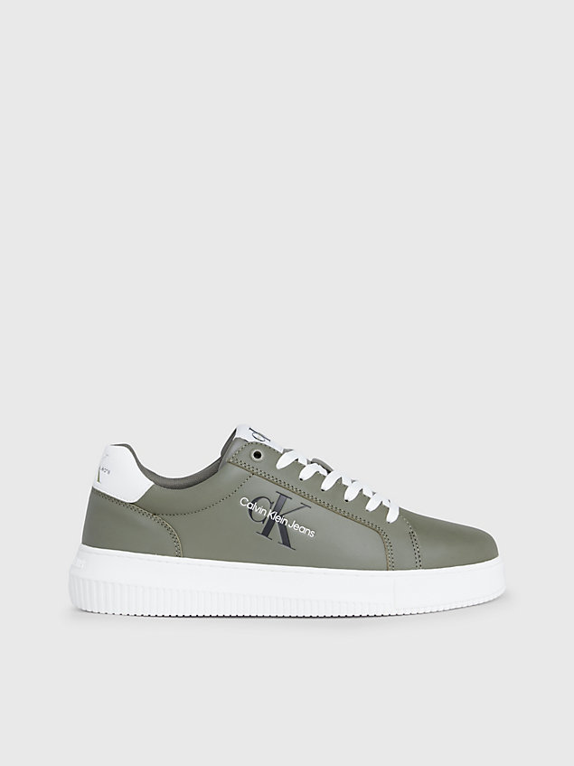 green leather trainers for men calvin klein jeans