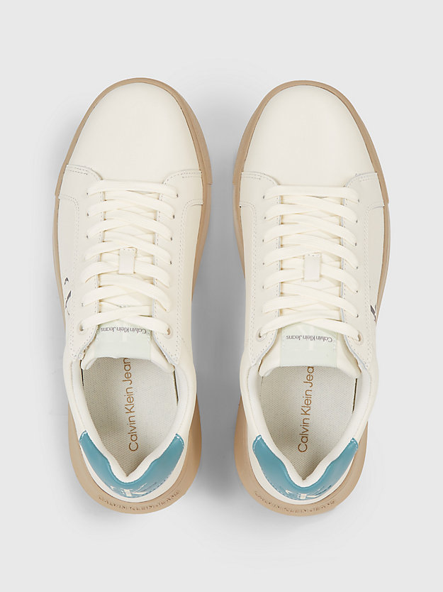 creamy white/travertine/canary leather trainers for men calvin klein jeans