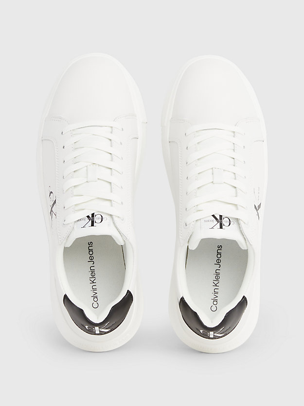white/black leather trainers for men calvin klein jeans